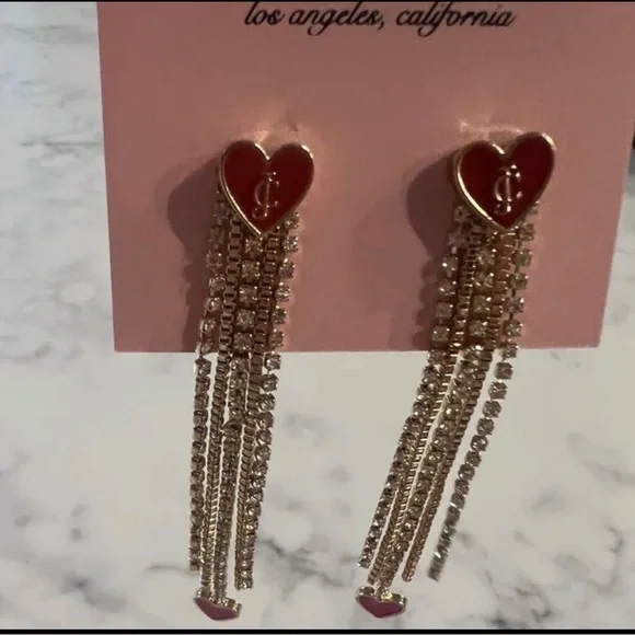 Juicy Couture Red and Pink Heart Earrings - Picture 2 of 4